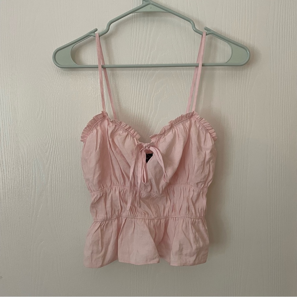 Primark Pink Ruffled Camisole Top Bow Size 2